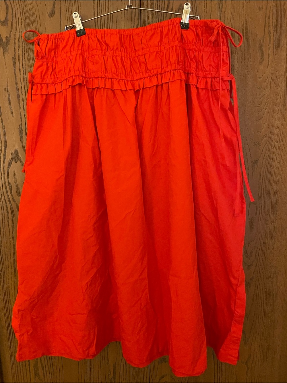 Bright Red A-Line Drawstring Waist Skirt